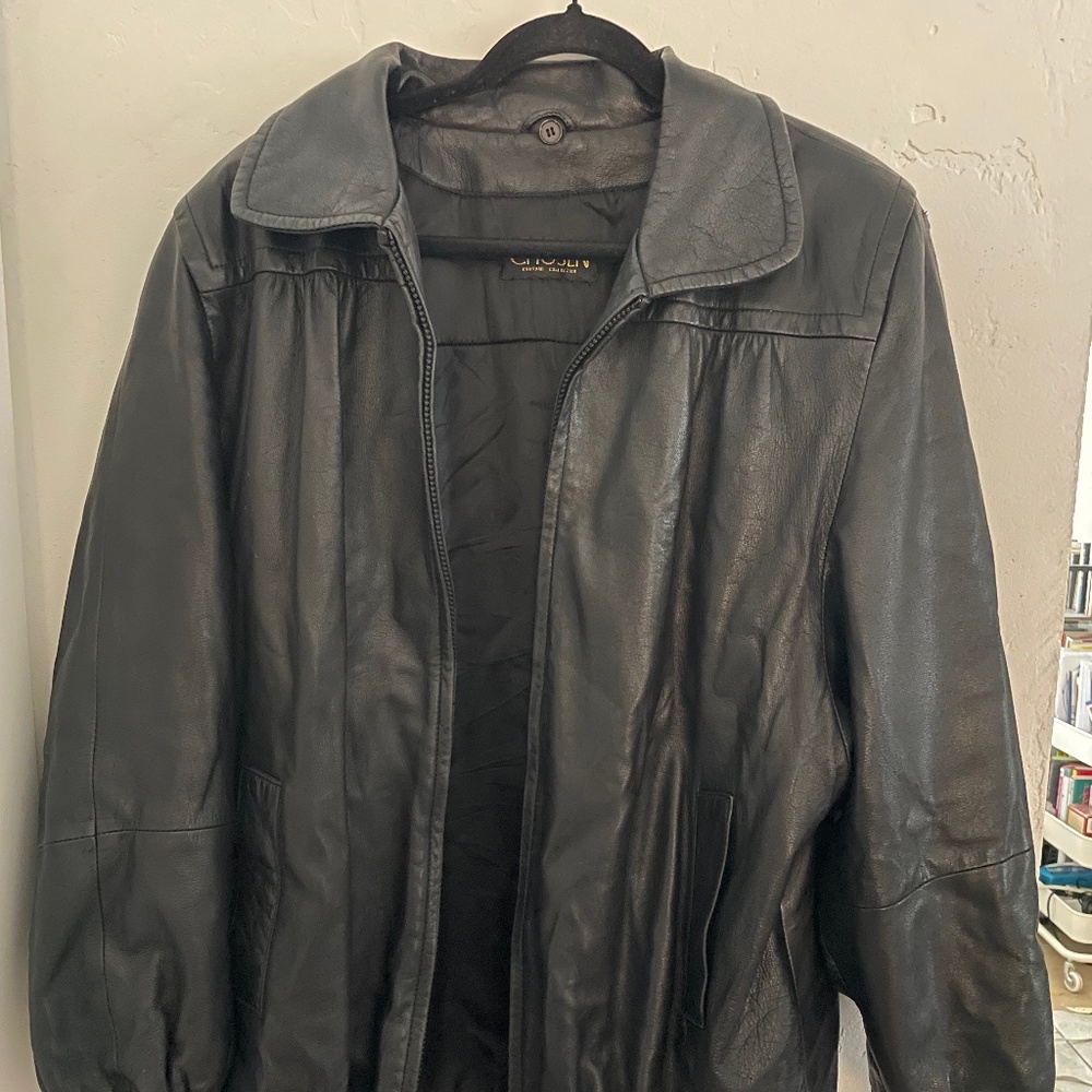 XL black leather jacket